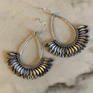 Park Lane Silver and Black Teardrop Earrings